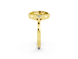 Yellow gold Marquise Cut Yellow Sapphire Halo Ring with Tapered Band and Four-Prong Setting_2
