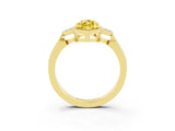 Yellow gold Marquise Cut Yellow Sapphire Halo Ring with Tapered Band and Four-Prong Setting_3