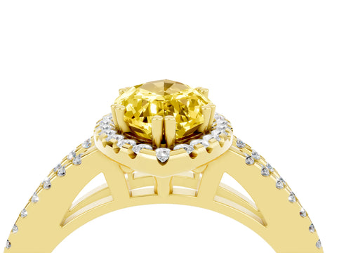 Yellow gold Marquise Cut Yellow Sapphire Halo Split Shank Engagement Ring_16