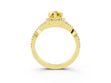 Yellow gold Marquise Cut Yellow Sapphire Halo Twist Band Solitaire Prong Setting Ring_27