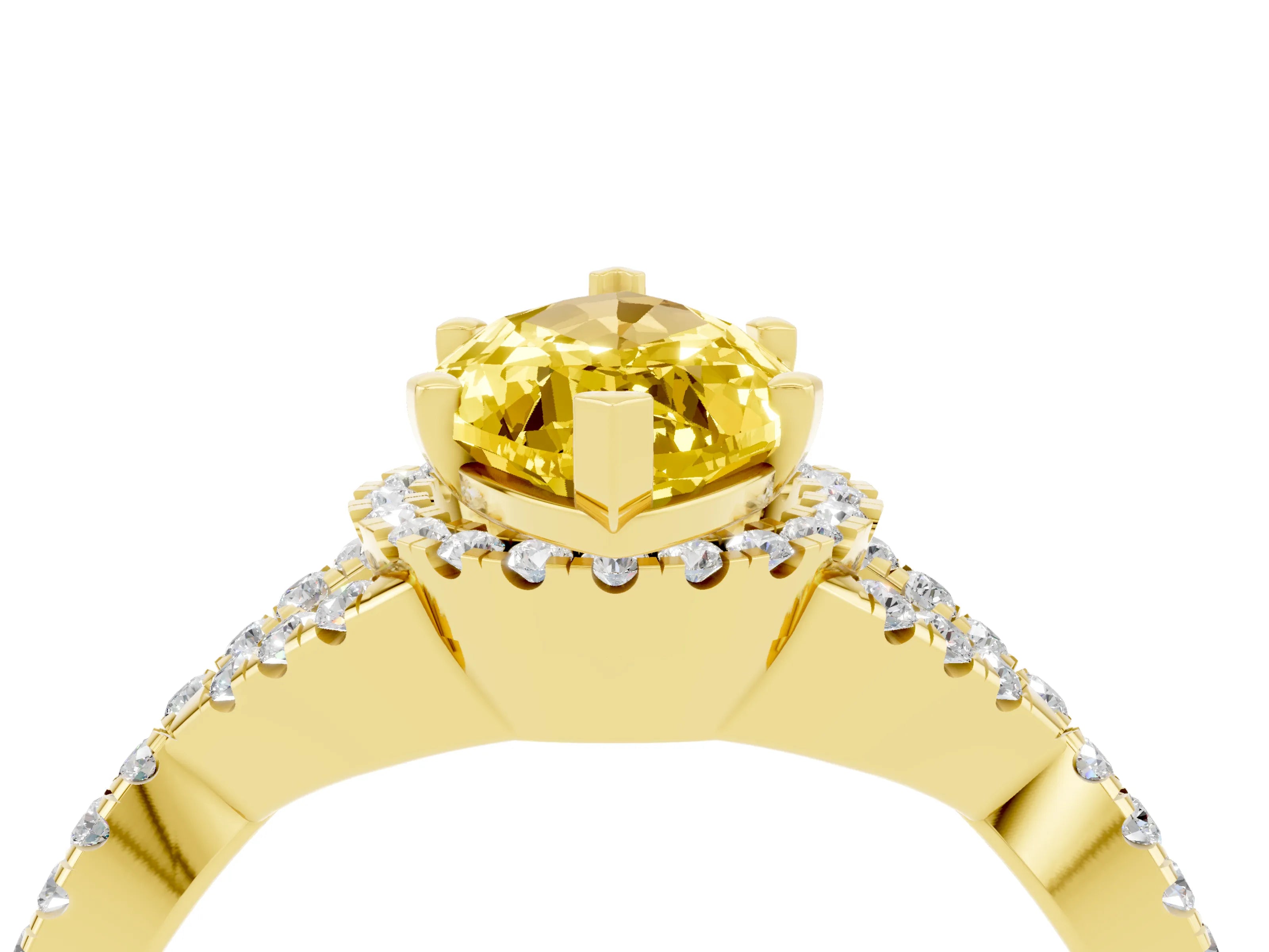 Yellow gold Marquise Cut Yellow Sapphire Halo Twist Band Solitaire Prong Setting Ring_28