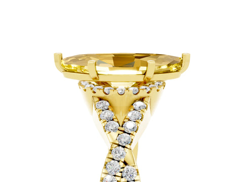 Yellow gold Marquise Cut Yellow Sapphire Halo Twist Band Solitaire Prong Setting Ring_29