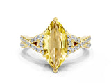 Yellow gold Marquise Cut Yellow Sapphire  Halo Twist Band Solitaire Prong Setting Ring_42