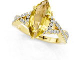 Yellow gold Marquise Cut Yellow Sapphire  Halo Twist Band Solitaire Prong Setting Ring_43