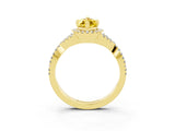 Yellow gold Marquise Cut Yellow Sapphire  Halo Twist Band Solitaire Prong Setting Ring_45