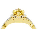 Yellow gold Marquise Cut Yellow Sapphire  Halo Twist Band Solitaire Prong Setting Ring_46