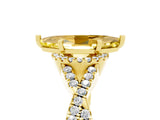 Yellow gold Marquise Cut Yellow Sapphire  Halo Twist Band Solitaire Prong Setting Ring_47