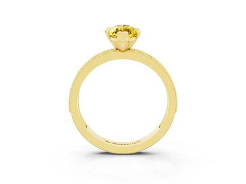 Yellow gold Marquise Cut Yellow Sapphire Milgrain Pavé Engagement Ring with Four-Prong Setting_27