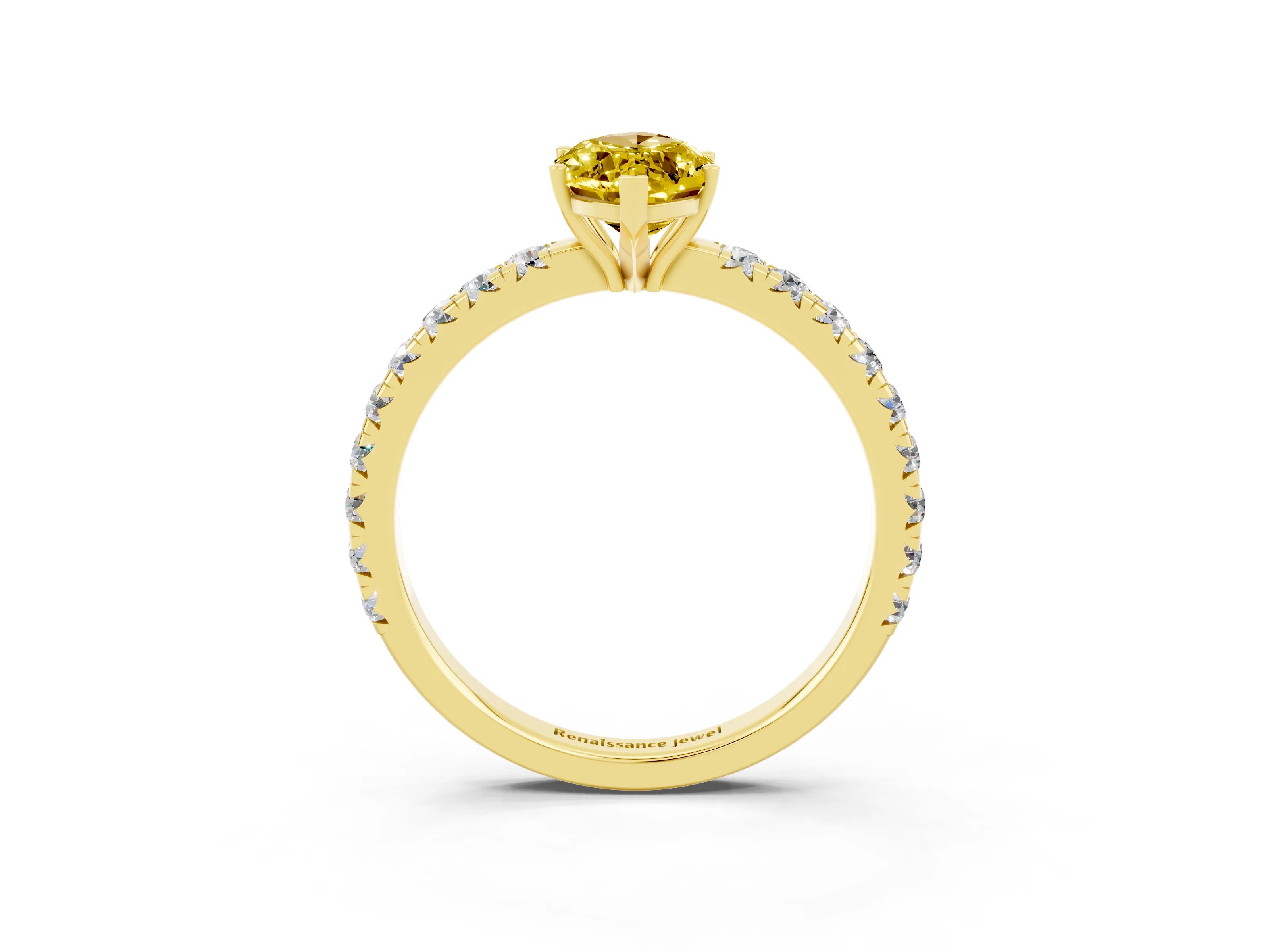 Yellow gold Marquise Cut Yellow Sapphire Pavé Solitaire Engagement Ring with Four-Prong Setting_15