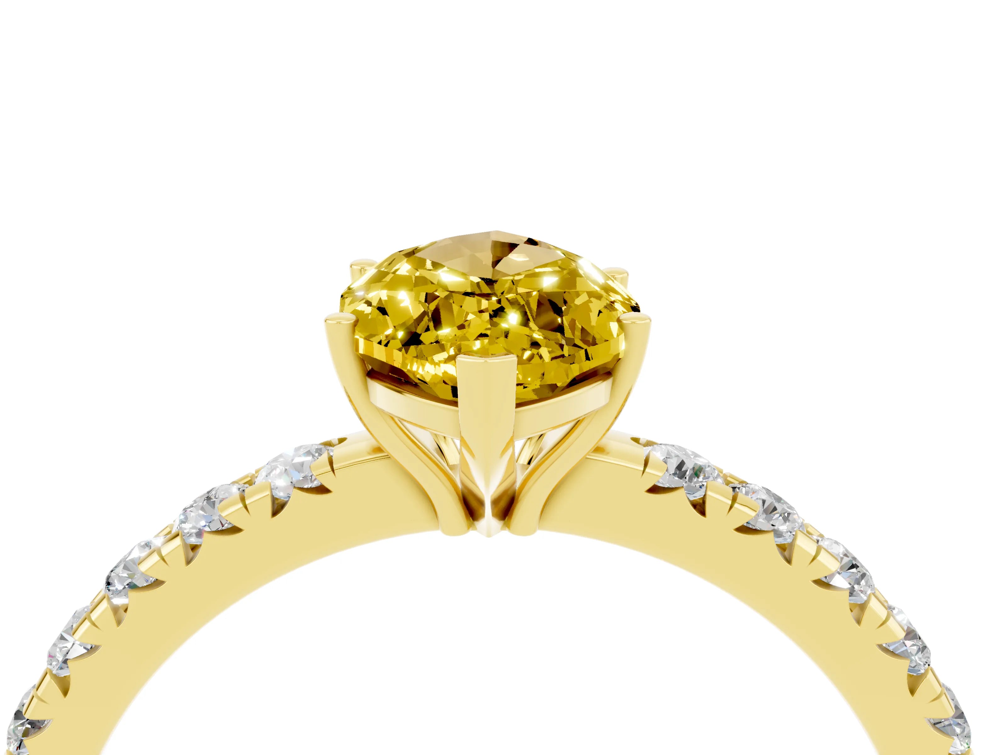 Yellow gold Marquise Cut Yellow Sapphire Pavé Solitaire Engagement Ring with Four-Prong Setting_16