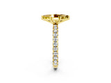 Yellow gold Marquise Cut Yellow Sapphire Pavé Solitaire Ring with Round Band and Prong Setting_14