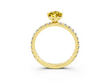 Yellow gold Marquise Cut Yellow Sapphire Pavé Solitaire Ring with Round Band and Prong Setting_15