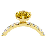 Yellow gold Marquise Cut Yellow Sapphire Pavé Solitaire Ring with Round Band and Prong Setting_16