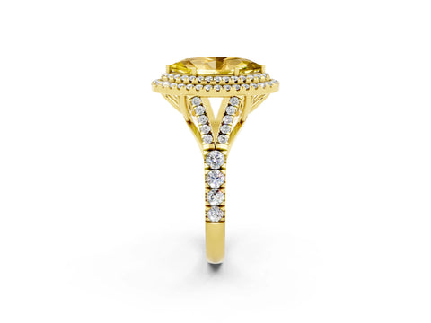 Yellow gold Marquise Cut Yellow Sapphire Pavé Split Shank Double Halo Engagement Ring_2