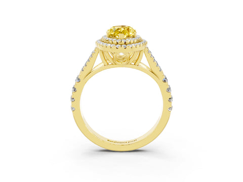Yellow gold Marquise Cut Yellow Sapphire Pavé Split Shank Double Halo Engagement Ring_3