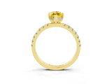 Yellow gold Marquise Cut Yellow Sapphire Pave Band Solitaire Ring with Four-Prong Setting_63