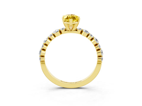Yellow gold Marquise Cut Yellow Sapphire Prong Set Engagement Ring with Pavé Band_15