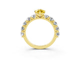 Yellow gold Marquise Cut Yellow Sapphire Prong Setting with Side Stones on a Pave Band_27