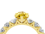 Yellow gold Marquise Cut Yellow Sapphire Prong Setting with Side Stones on a Pave Band_28