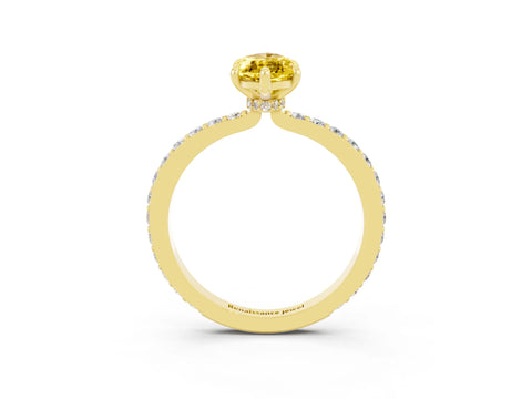 Yellow gold Marquise Cut Yellow Sapphire Ring with Pavé Band and Four-Prong Setting_27