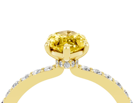 Yellow gold Marquise Cut Yellow Sapphire Ring with Pavé Band and Four-Prong Setting_28