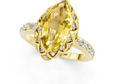 Yellow gold Marquise Cut Yellow Sapphire Scalloped Halo Engagement Ring with Round Shared Prong Band_13