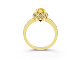 Yellow gold Marquise Cut Yellow Sapphire Scalloped Halo Engagement Ring with Round Shared Prong Band_15