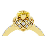 Yellow gold Marquise Cut Yellow Sapphire Scalloped Halo Engagement Ring with Round Shared Prong Band_16