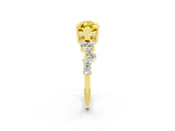 Yellow gold Marquise Cut Yellow Sapphire Scattered Round Accent Ring with Prong Setting_14