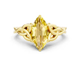 Yellow gold Marquise Cut Yellow Sapphire Solitaire Celtic Knot Ring with Four-Prong Setting_24