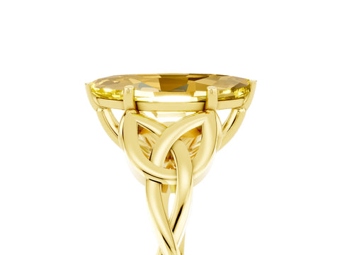 Yellow gold Marquise Cut Yellow Sapphire Solitaire Celtic Knot Ring with Four-Prong Setting_29