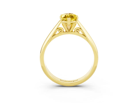 Yellow gold Marquise Cut Yellow Sapphire Solitaire Engagement Ring with Cathedral Setting and Four-Prong Mount_15