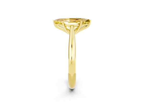 Yellow gold Marquise Cut Yellow Sapphire Solitaire Engagement Ring with Cathedral Setting and Four-Prong Mount