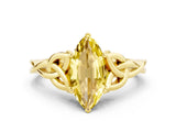 Yellow gold Marquise Cut Yellow Sapphire Solitaire Engagement Ring with Celtic Knot Band and Four-Prong Setting_24