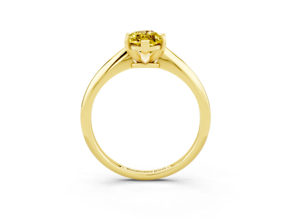 Yellow gold Marquise Cut Yellow Sapphire Solitaire Engagement Ring with Classic Band and Four-Prong Setting