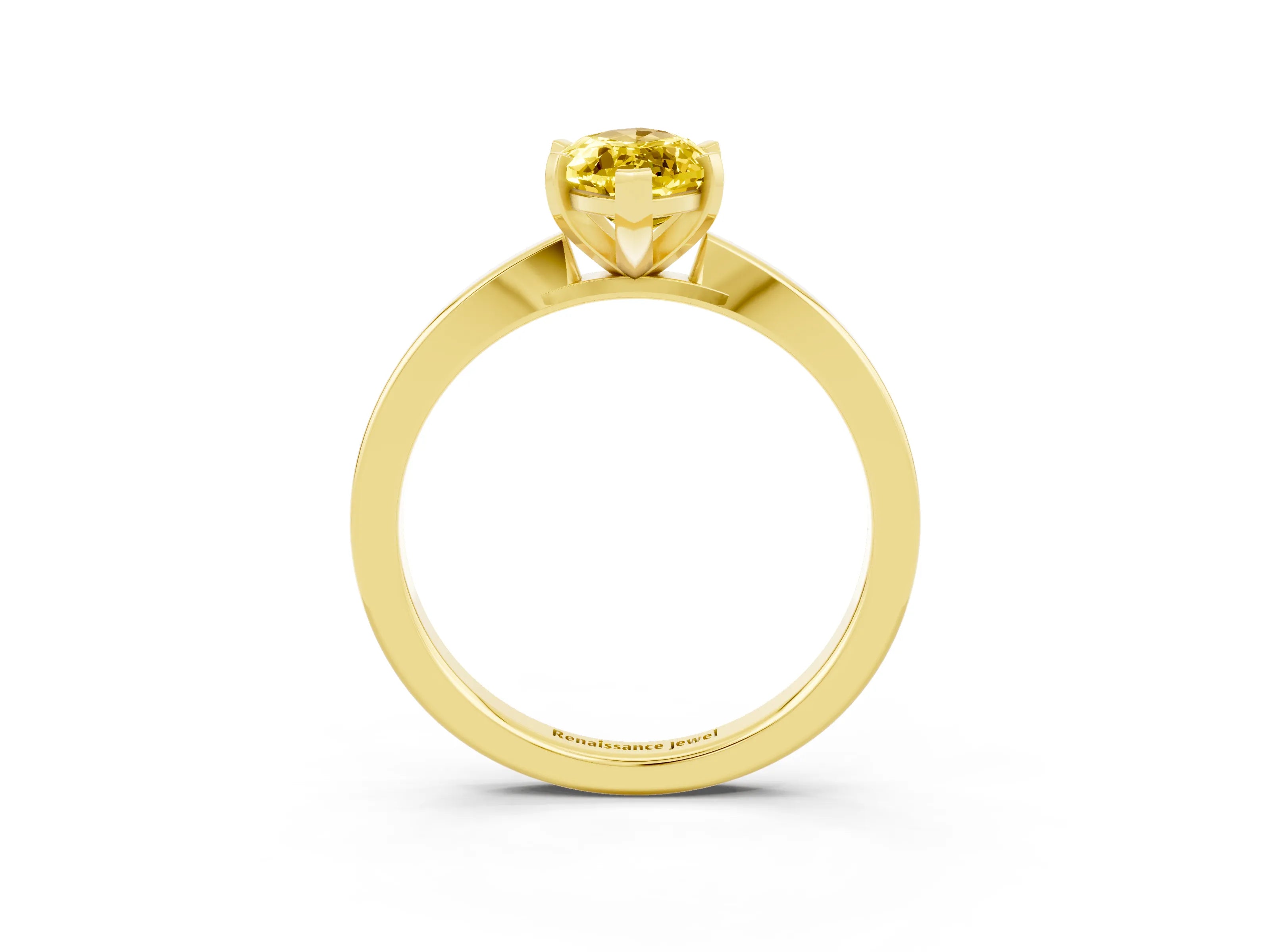 Yellow gold Marquise Cut Yellow Sapphire Solitaire Engagement Ring with Classic Band and Four-Prong Setting_63