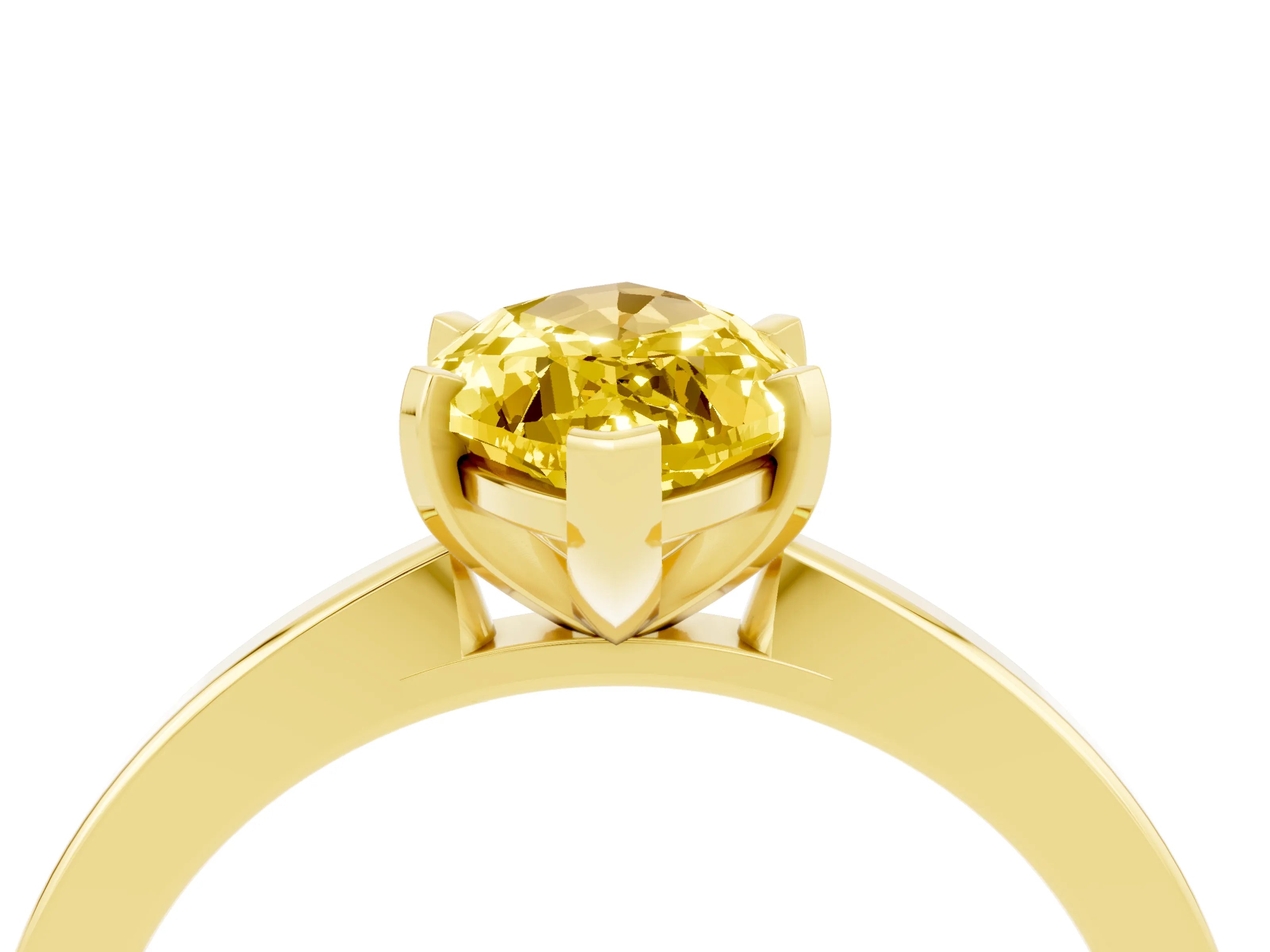 Yellow gold Marquise Cut Yellow Sapphire Solitaire Engagement Ring with Classic Band and Four-Prong Setting_64
