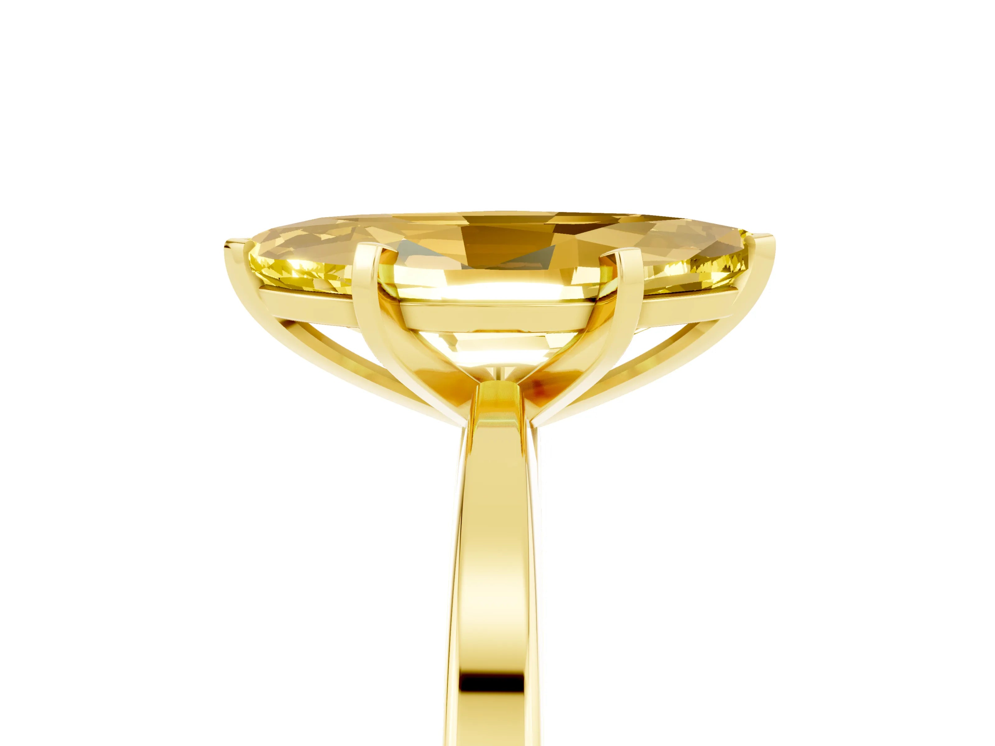 Yellow gold Marquise Cut Yellow Sapphire Solitaire Engagement Ring with Classic Band and Four-Prong Setting_65