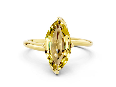 Yellow gold Marquise Cut Yellow Sapphire Solitaire Engagement Ring with Four-Prong Setting and Classic Band_12