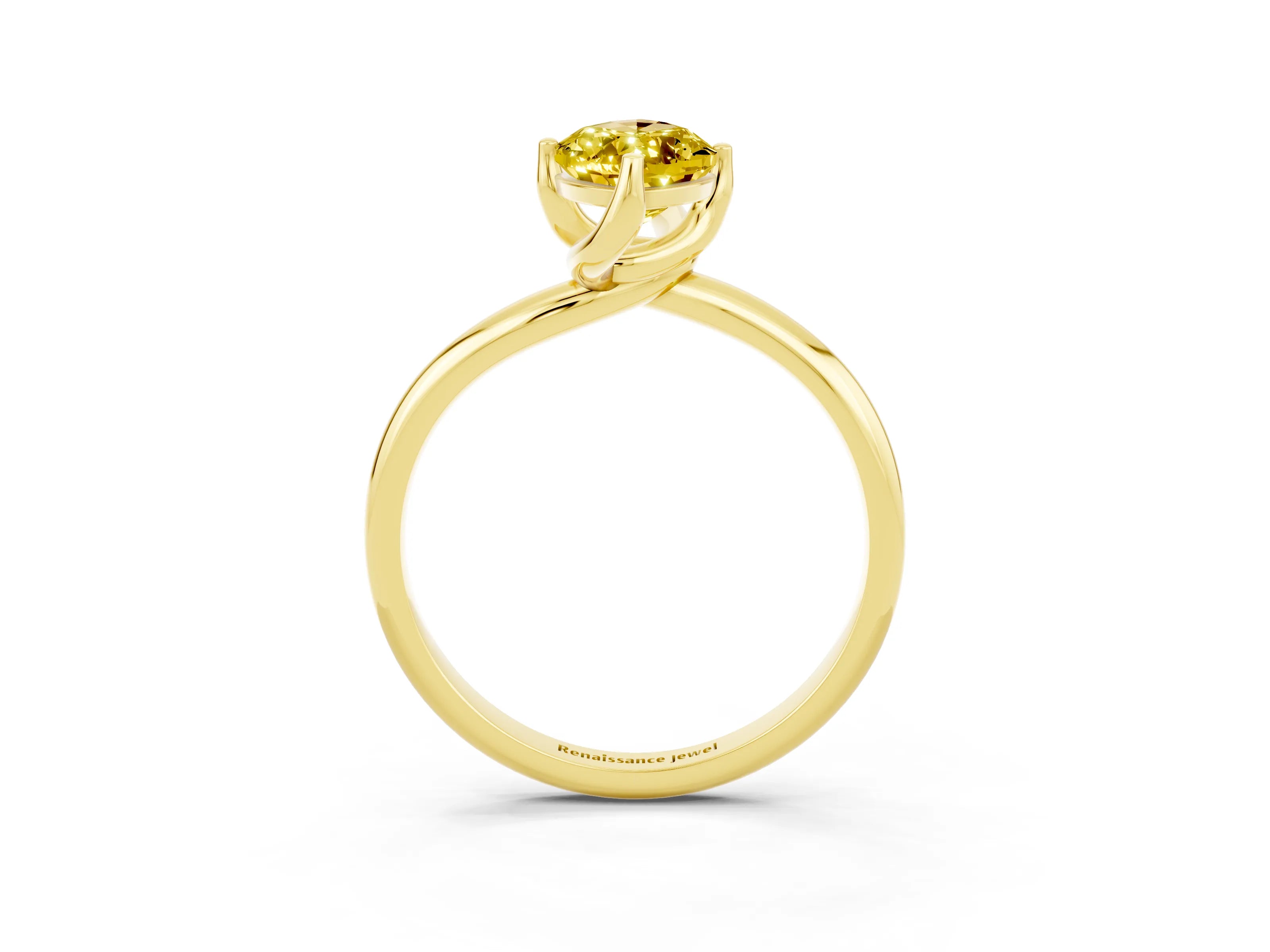 Yellow gold Marquise Cut Yellow Sapphire Solitaire Engagement Ring with Four-Prong Setting and Classic Band_15