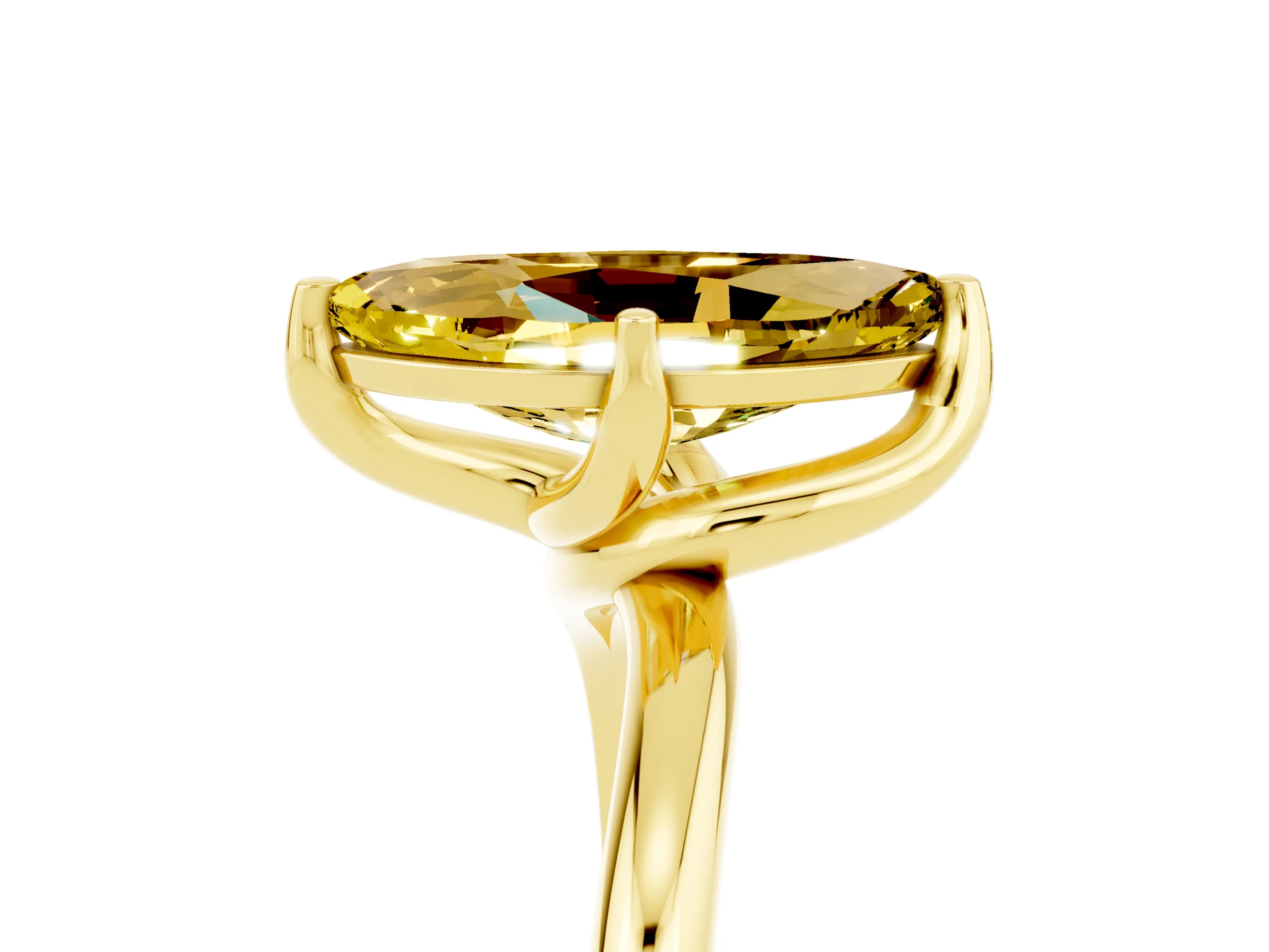Yellow gold Marquise Cut Yellow Sapphire Solitaire Engagement Ring with Four-Prong Setting and Classic Band_17