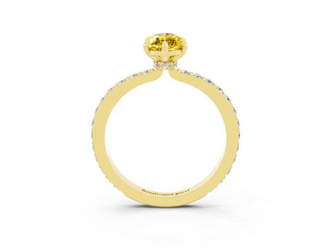 Yellow gold Marquise Cut Yellow Sapphire Solitaire Engagement Ring with Pavé Band and Four-Prong Setting_27