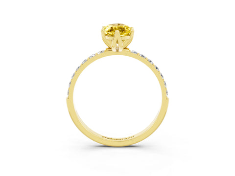 Yellow gold Marquise Cut Yellow Sapphire Solitaire Engagement Ring with Pavé Band and Prong Setting_3