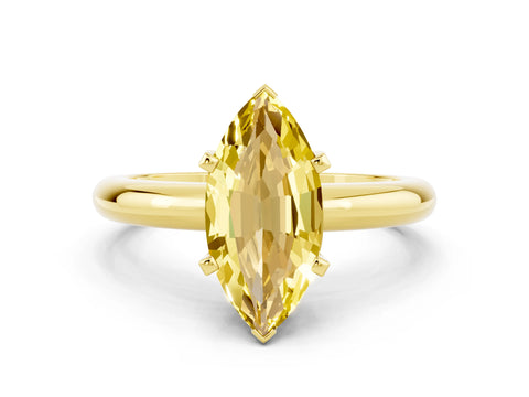 Yellow gold Marquise Cut Yellow Sapphire Solitaire Engagement Ring with Round Band and Four-Prong Setting_24