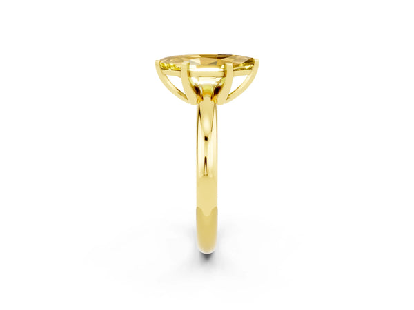 Yellow gold Marquise Cut Yellow Sapphire Solitaire Engagement Ring with Round Band and Four-Prong Setting