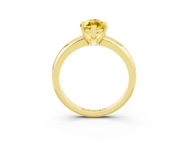 Yellow gold Marquise Cut Yellow Sapphire Solitaire Engagement Ring with Round Band and Four-Prong Setting