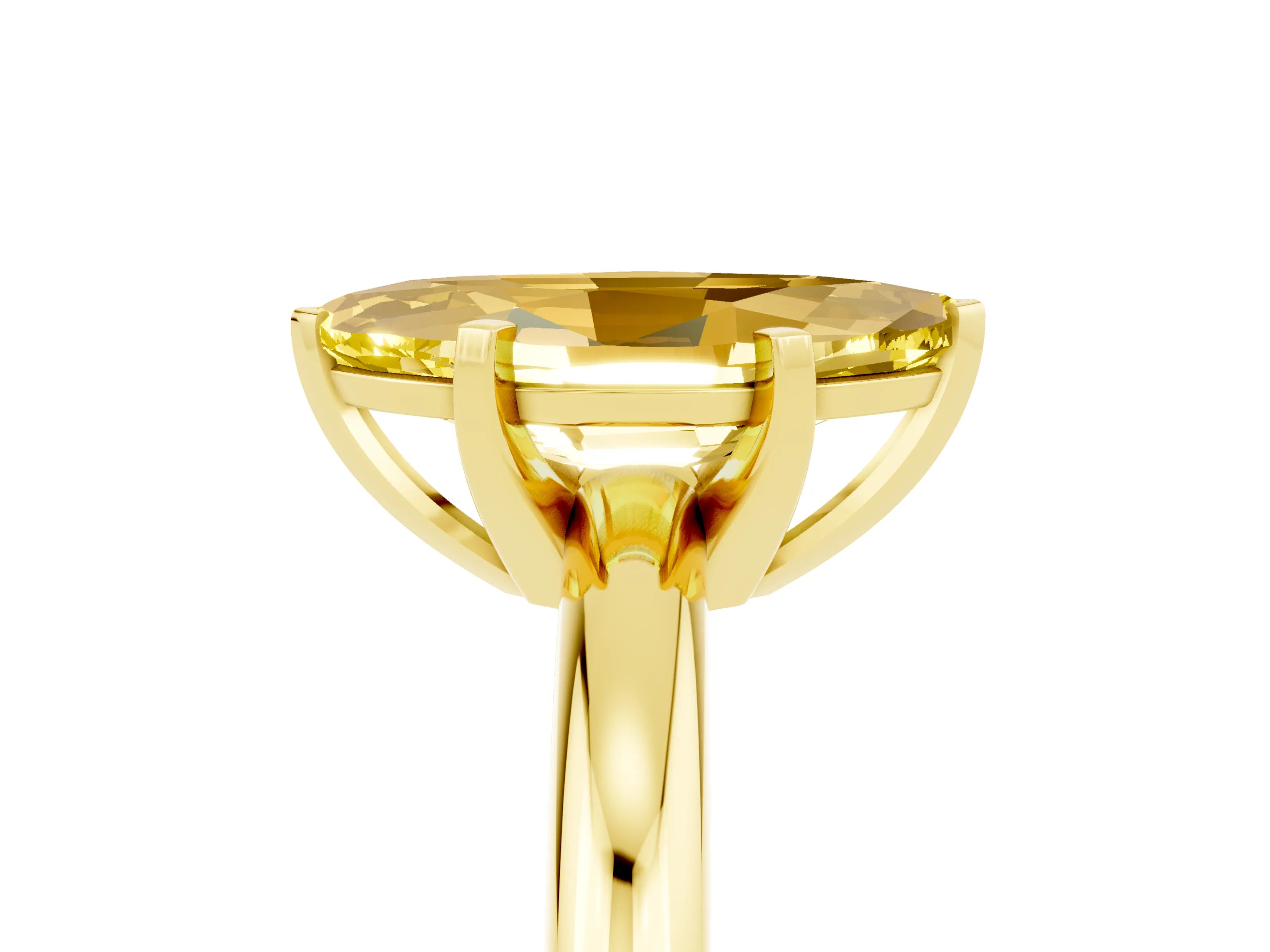 Yellow gold Marquise Cut Yellow Sapphire Solitaire Engagement Ring with Round Band and Four-Prong Setting_29