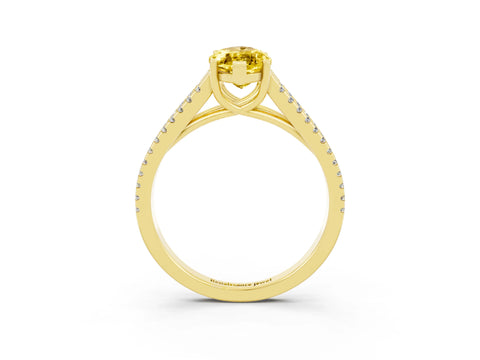 Yellow gold Marquise Cut Yellow Sapphire Solitaire Engagement Ring with Split Shank Pavé Band_15