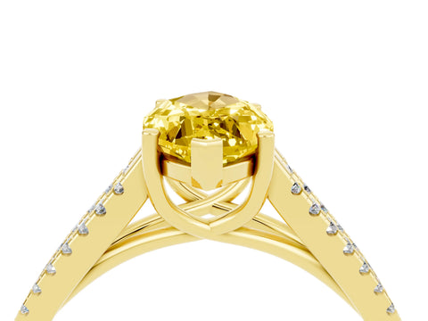 Yellow gold Marquise Cut Yellow Sapphire Solitaire Engagement Ring with Split Shank Pavé Band_16