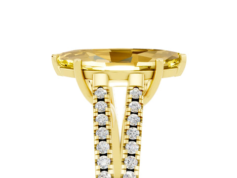 Yellow gold Marquise Cut Yellow Sapphire Solitaire Engagement Ring with Split Shank Pavé Band_17